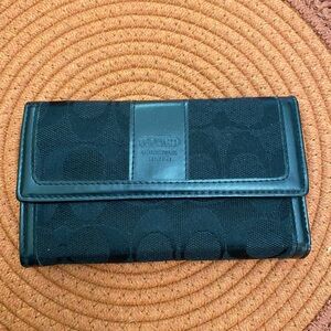 Vintage Coach Black Signature Canvas Fold Wallet
